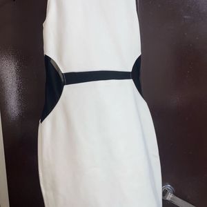 White Modern Bodycon Dress With Black Net