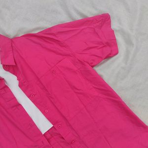 Pink Cotton Oversized Shirt