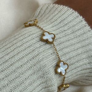 White Clover Bracelet Anti Tarnish