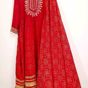 Rajasthani Red Anarkali Set