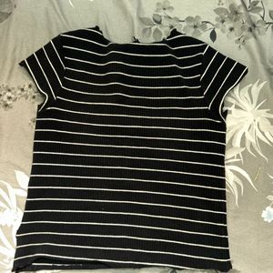 White And Black Stripped Crop Top