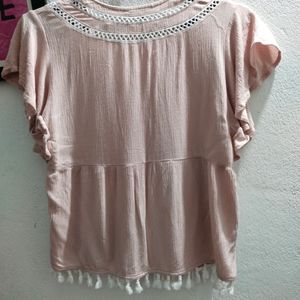 Pink Deep Neck Top