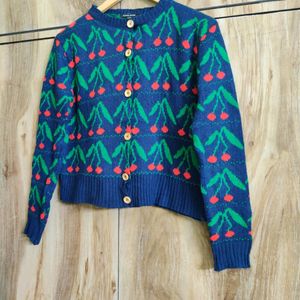 Dark Blue & Green Cardigan Size-36-38