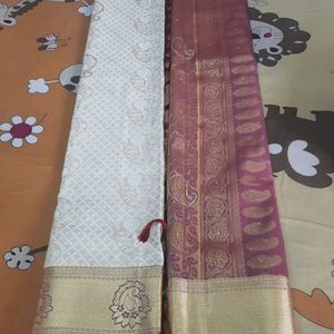 Silk Saree With Stiched Aari Work Blouse