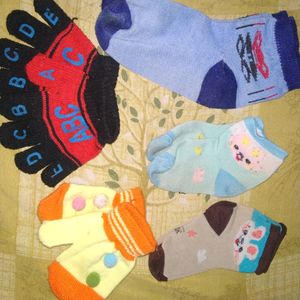 Baby Hand Gloves And Baby Socks Combo