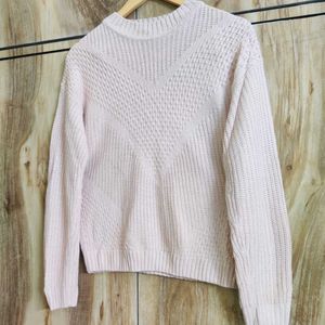 Peach Colour Self Design Sweater Size-36-38