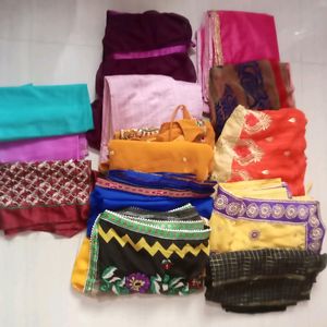 Combo -10 Sarees & 3 Blouse Piece