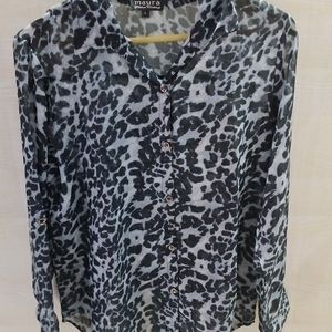 Animal Print Sheer Shirt