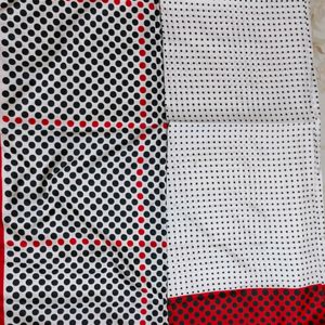 White And Red With Black Dots Saree