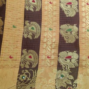 Choco Yellow Banarasi Silk with Stone Work