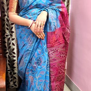 Katha Stitch Print Saree