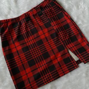 Shein Black & Red Checked Skirt