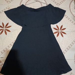 Black Off Shoulder Flared Mini Dress