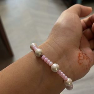 Aesthetic  Pink And White Pearl Bracelet