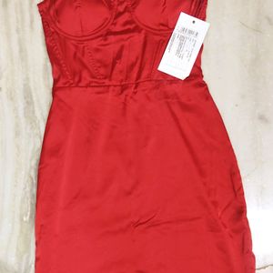 Satin red corset tube halter neck Mini Dress