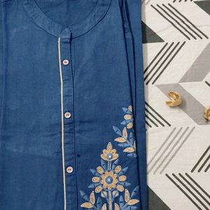 New Blue 3/4 th Sleeves Kurta