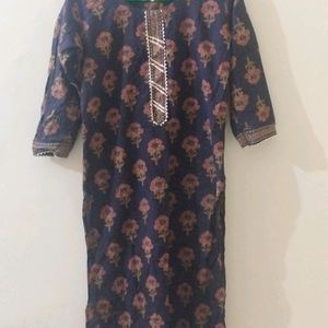 Navy Blue Printed Kurta