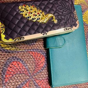 dark purple colour wallet and blue colour wallet