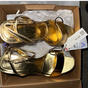 ZARA golden Heels With Tags