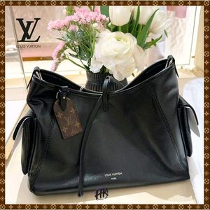 BlackLambskinCowhide-leather trimMicrofiber Bag