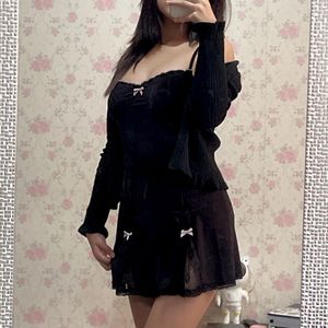 Y2K Pinteresty Lace Patchwork Short Dress🎀🖤