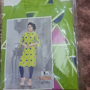 Straight Kurti ( Fluorescent Green)