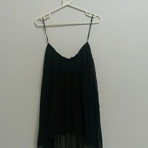 Black Assymetric Pleated Skirt