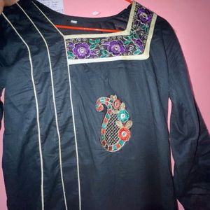 Black Kurti  With Designer Work