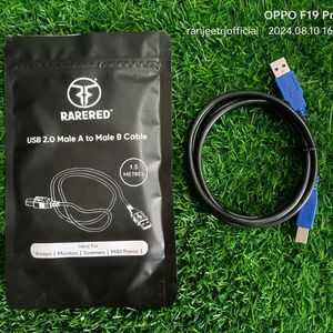 RARERED 1.5 Metre USB A to B Cable for Printers