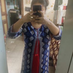 Blue And red jacket Style Kurta