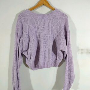 Lavender Korean Cropped Sweater