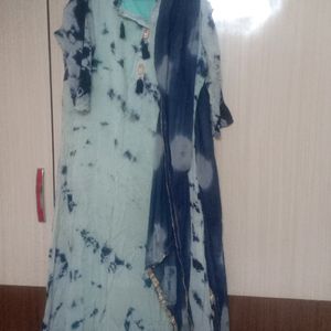 A LineTie Dye Kurti   With Dupatta