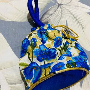 Blue Floral Potli Bag