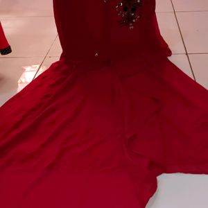 Marron Handwork Partywear Gown