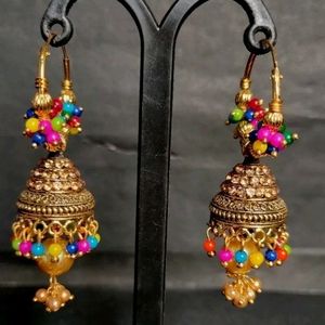 Indian Antique Gold Plated Jhumaka Earrings Party