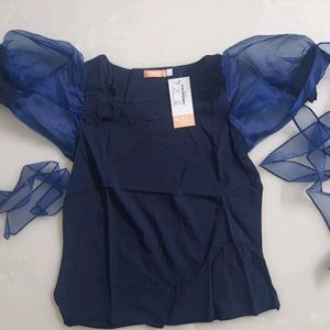 Organza Knot Sleeves Top Small(bust32")