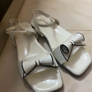 Cute White Bow Flat Sandal