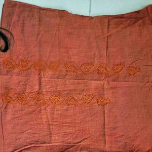 Orange Embroidered Fabindia Short Kurti