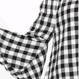 DNMX: Black&White Checkered Off-shoulder Top