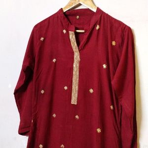 Round Collar Neck Long Kurtas For Women