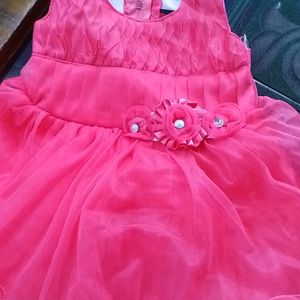 New Baby Girl Pink Net Gown