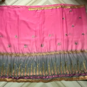 Sale Pink And Grey Party Wear Saree