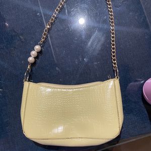 Carlton London Handbag With Golden Chain & Pearl