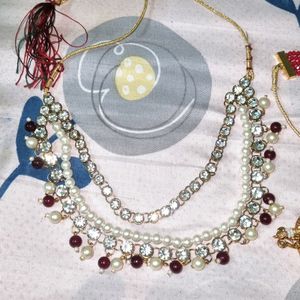 9 necklacces 4 earings 1set of churis