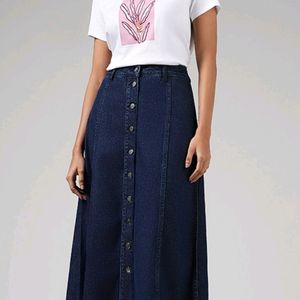 Blue Button-down denim Skirt