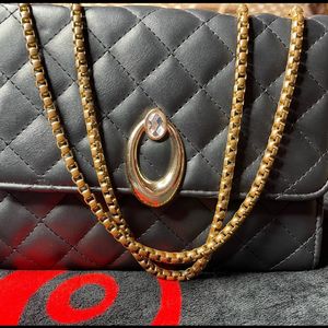 Black Sling Bag With Golden Chain