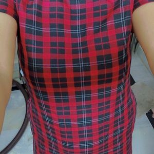 Mini Red Check Collared Dress