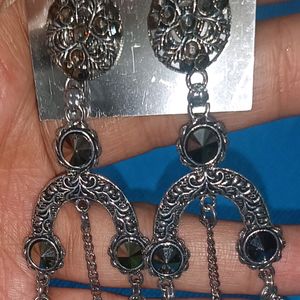 BRAND NEW LONG OXIDISED EARRINGS / STUDS