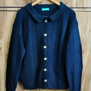 Dark Blue Self Design Sweater Size-44-46