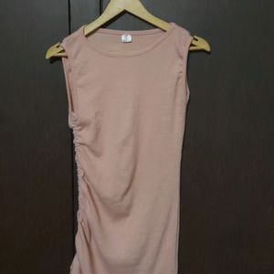 Peach Bodycone Midi  Dress